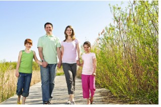 healthy walking family